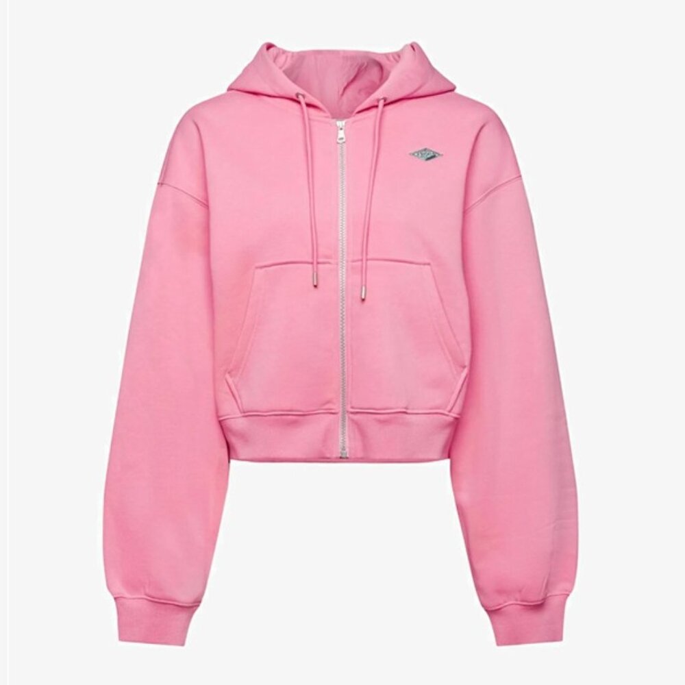 Esprit Pink Cropped Zip Hoodie with Back Logo NWT